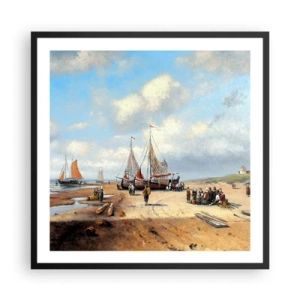 Poster in einem schwarzem Rahmen - Nach einem erfolgreichen Fischfang - 60x60 cm