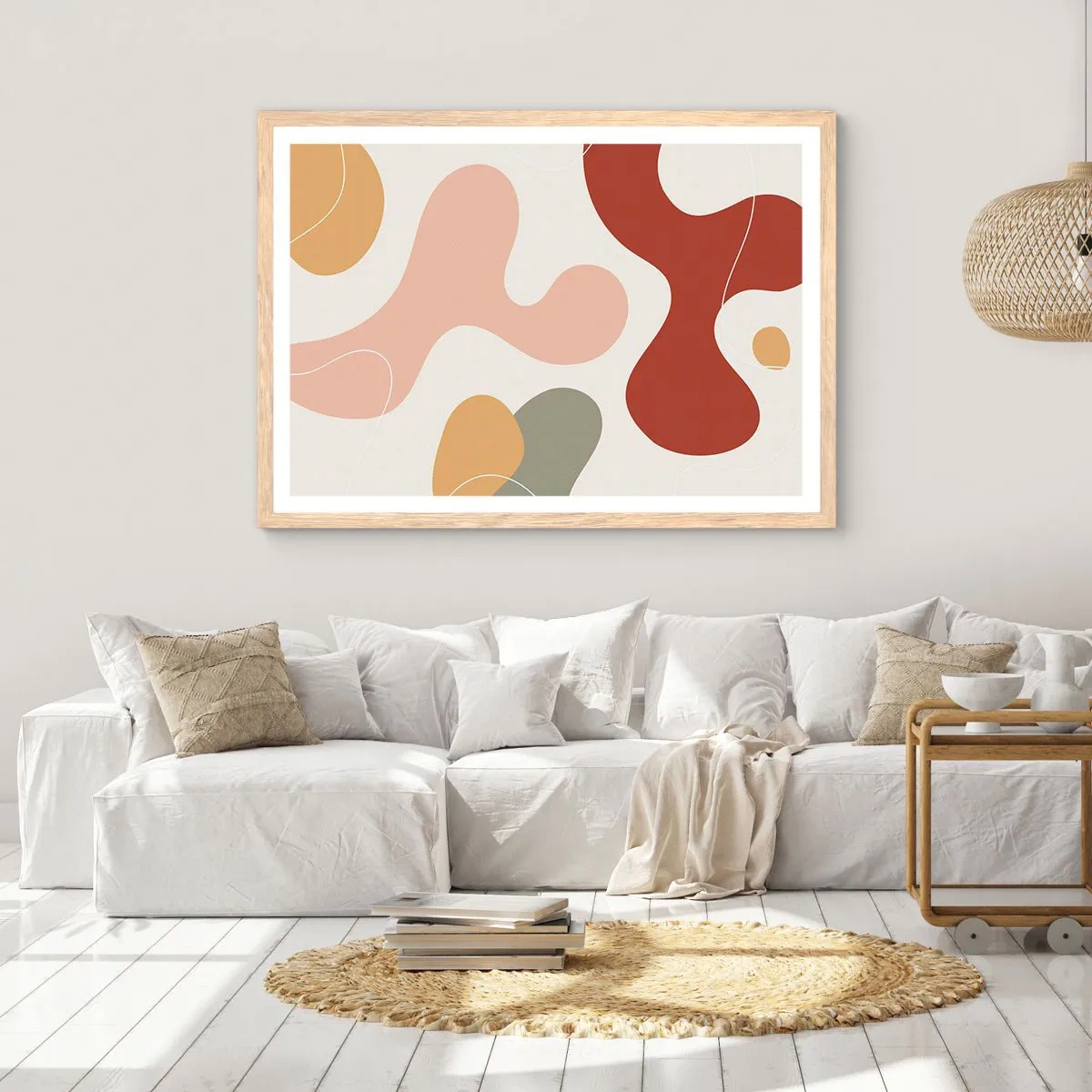 Poster in einem Rahmen aus heller Eiche - Kringel oder Schnörkel? - 100x70 cm