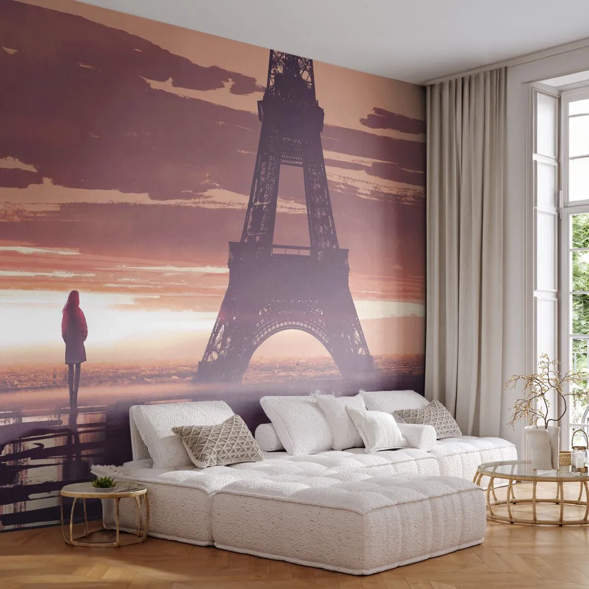 Selbstklebende Fototapete Deluxe Sticker - Nur zwei davon - Stadt, Eiffelturm, Paris - 350x256 cm