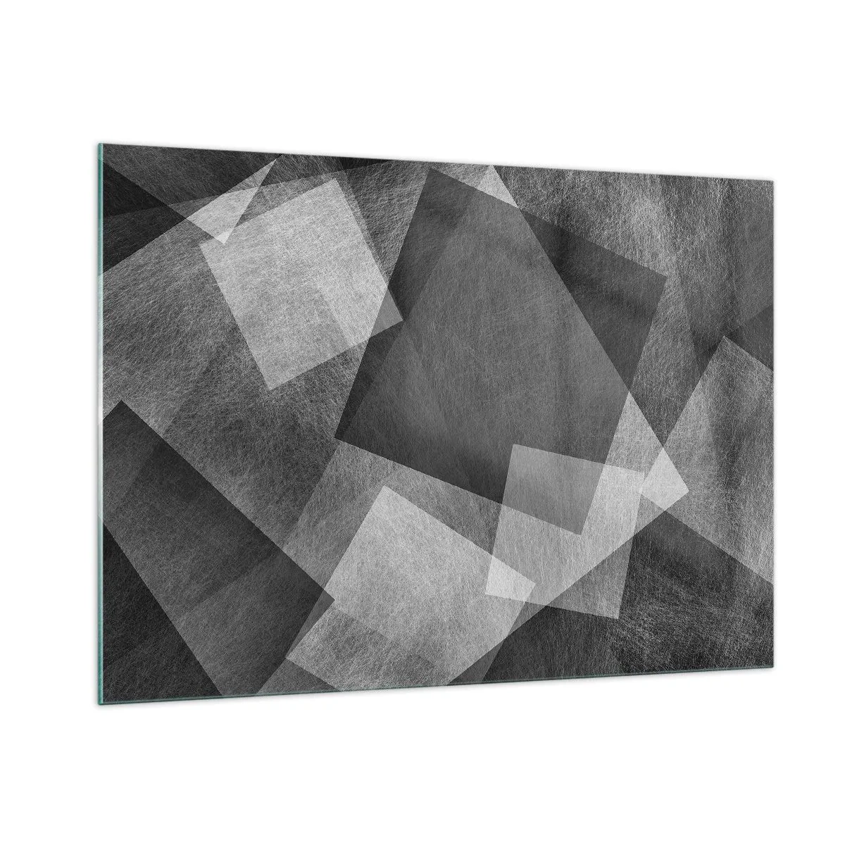 Glasbild - Bild auf glas - Geometrische Abstraktion in Schwarz-, Weiß- und Grautönen - 100x70cm - Das ewige Symbol für Beständigkeit und Ordnung - Moderne Wanddekoration für Wohnzimmer und Schlafzimmer ARTTOR
