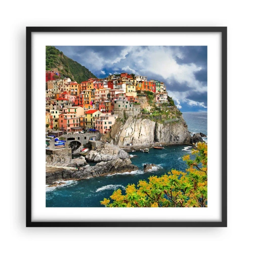 Poster in einem schwarzem Rahmen - Eine Gruppe umarmt die Felsen - 50x50 cm