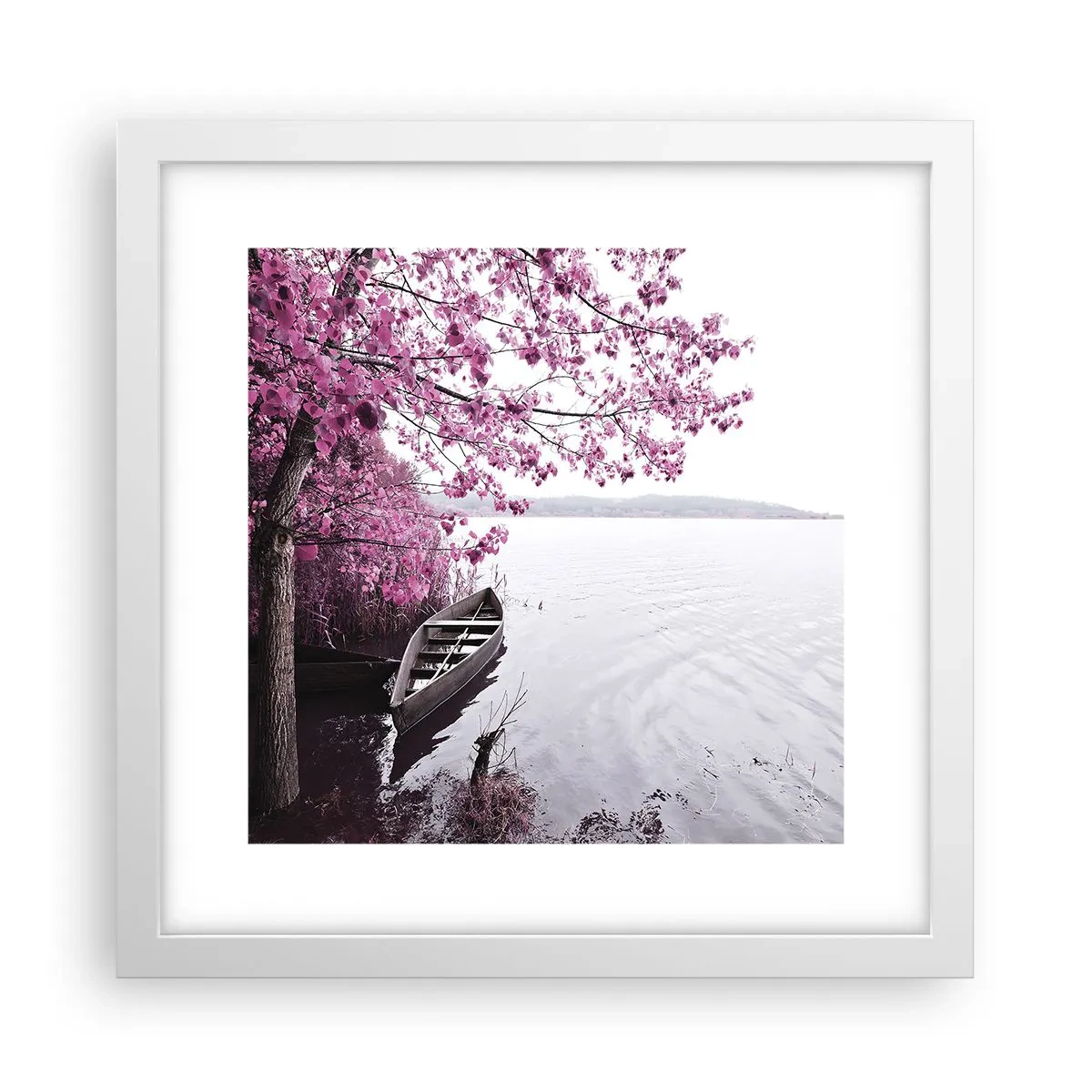 Poster in einem weißen Rahmen - In rosa Stille - 30x30 cm