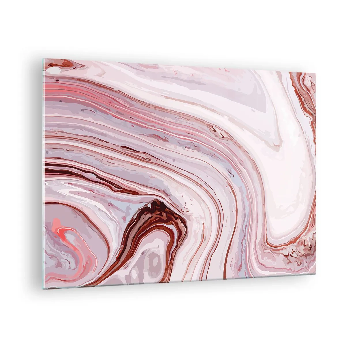 Glasbild - Bild auf glas - Marmormuster in Rosa- und Brauntönen - 70x50cm - Geradeaus, dann rechts runter - Moderne Wanddekoration für Wohnzimmer und Schlafzimmer ARTTOR