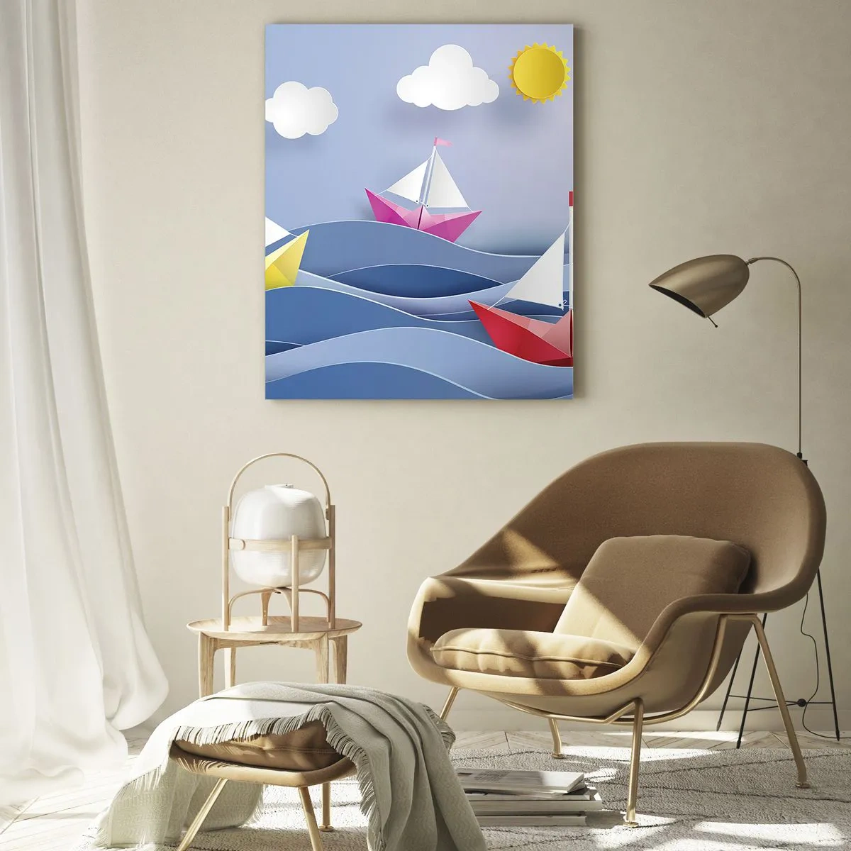 Glasbild - Bild auf glas - Oh, wie schön ist es, in den Wellen zu schaukeln - 50x70cm - Ach, wie schön ist es, in den Wellen zu schwingen - Moderne Wanddekoration für Wohnzimmer und Schlafzimmer ARTTOR