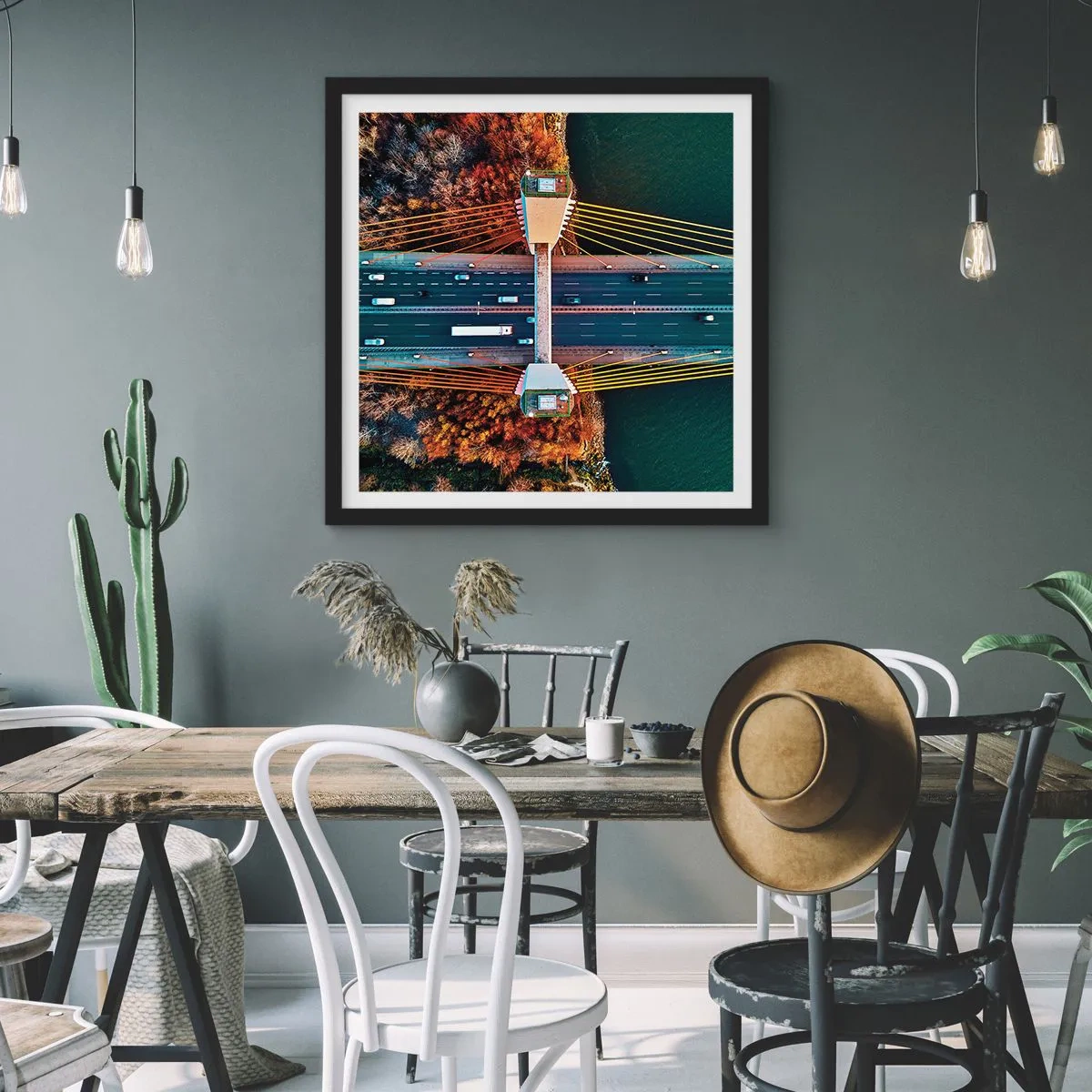 Poster in einem schwarzem Rahmen - Jenseits der Gewässer, jenseits der Wälder - 60x60 cm