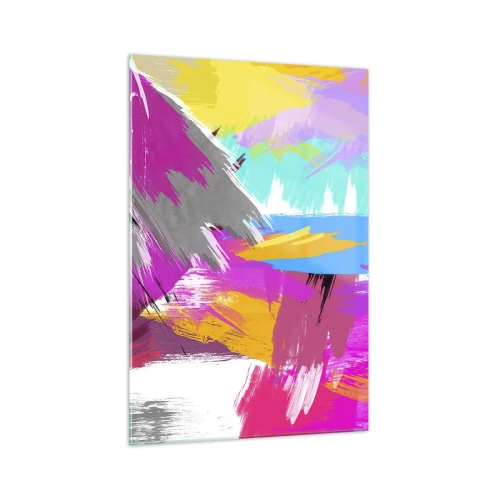 Glasbild - Bild auf glas - Dynamische Abstraktion in intensiven Farben - 70x100cm - Und nochmal und nochmal und nochmal wieder - Moderne Wanddekoration für Wohnzimmer und Schlafzimmer ARTTOR