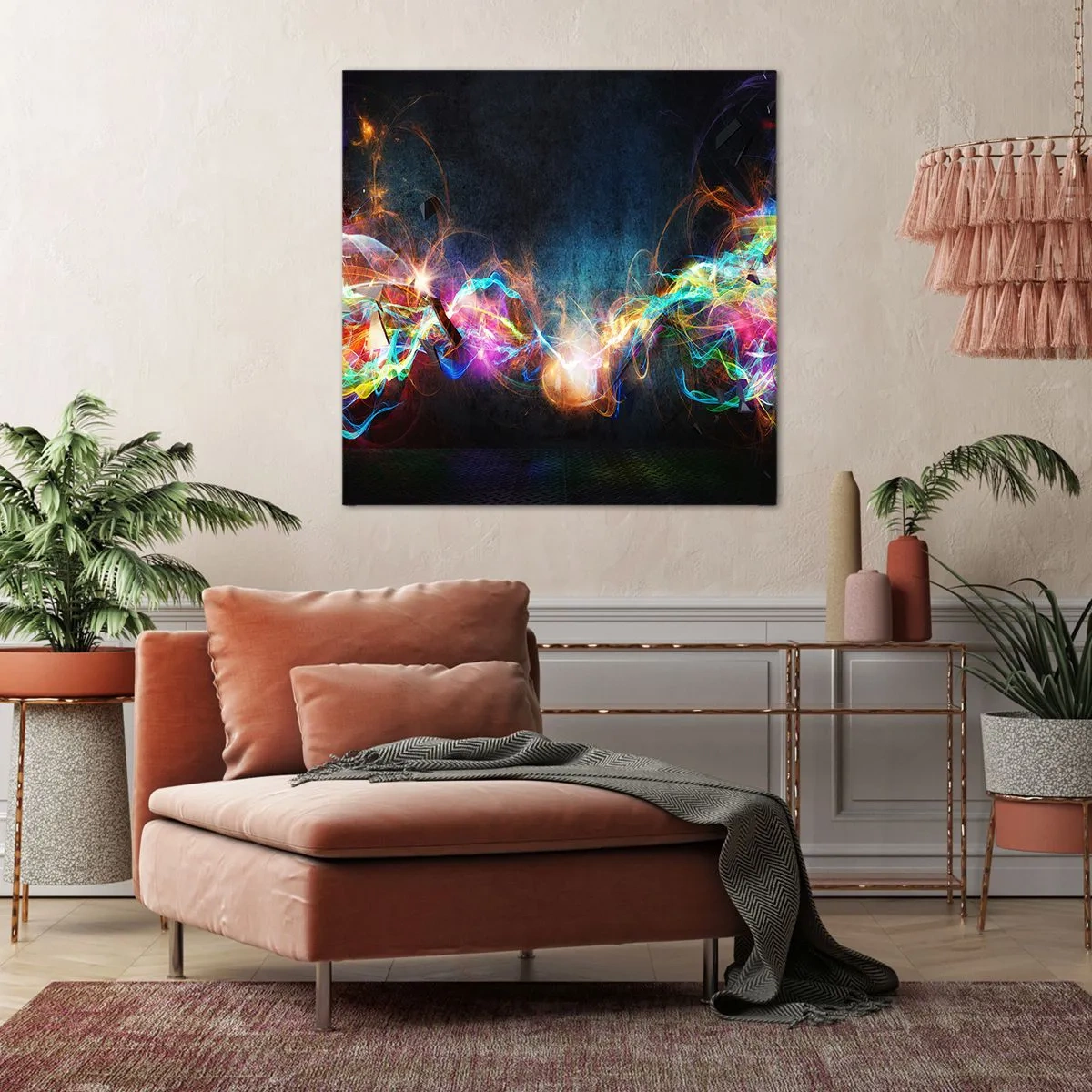 Bild auf Leinwand - Leinwandbild - Freudig gegen die Dunkelheit - 30x30 cm