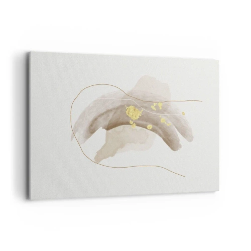 Bild auf Leinwand - Leinwandbild - Eine abstrakte Komposition in Beige- und Goldtönen. - 100x70cm - Im Weltraum begegnet - Moderne Wanddekoration für Wohnzimmer und Schlafzimmer ARTTOR
