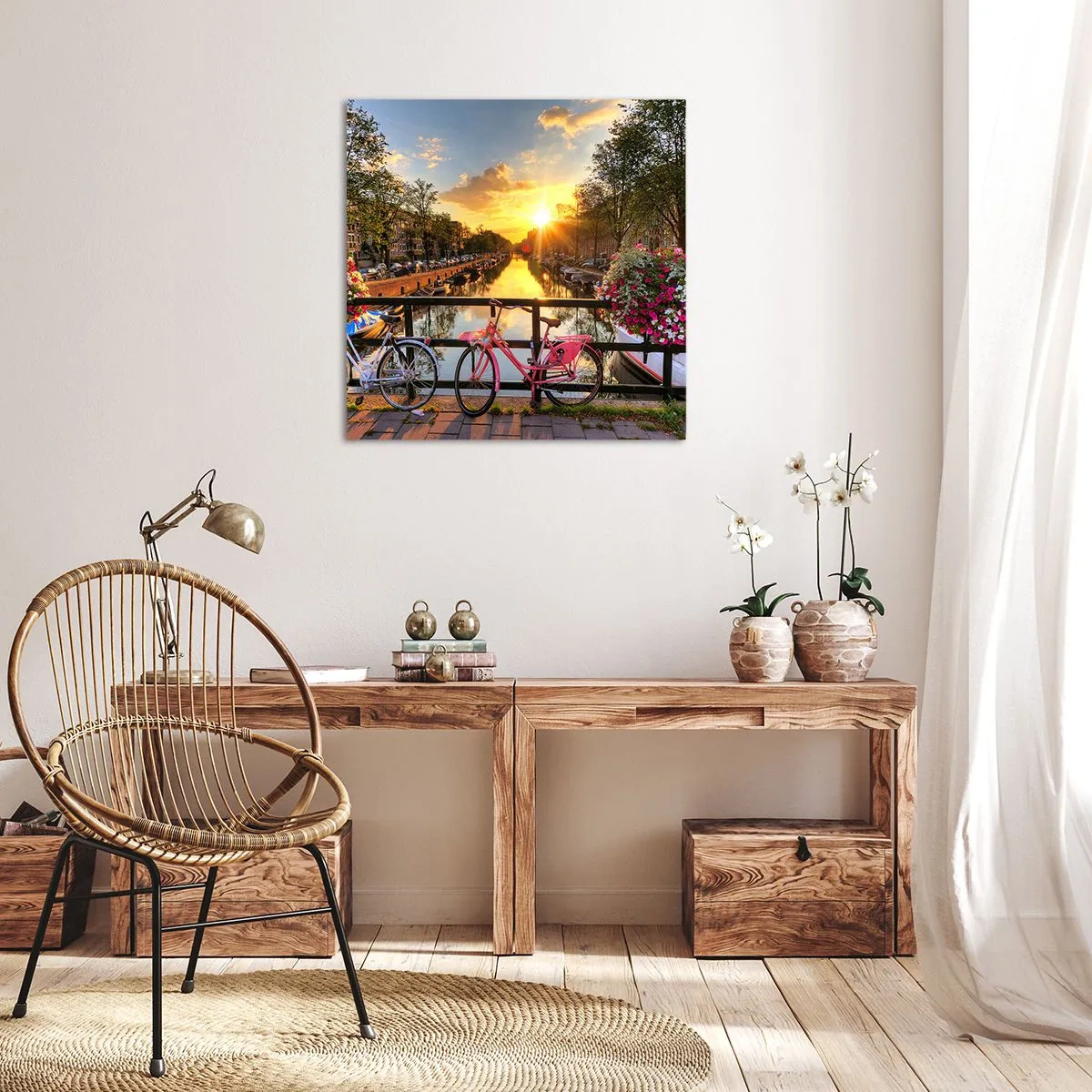 Bild auf Leinwand - Leinwandbild - Frühlingsmorgen in Amsterdam - 70x70 cm