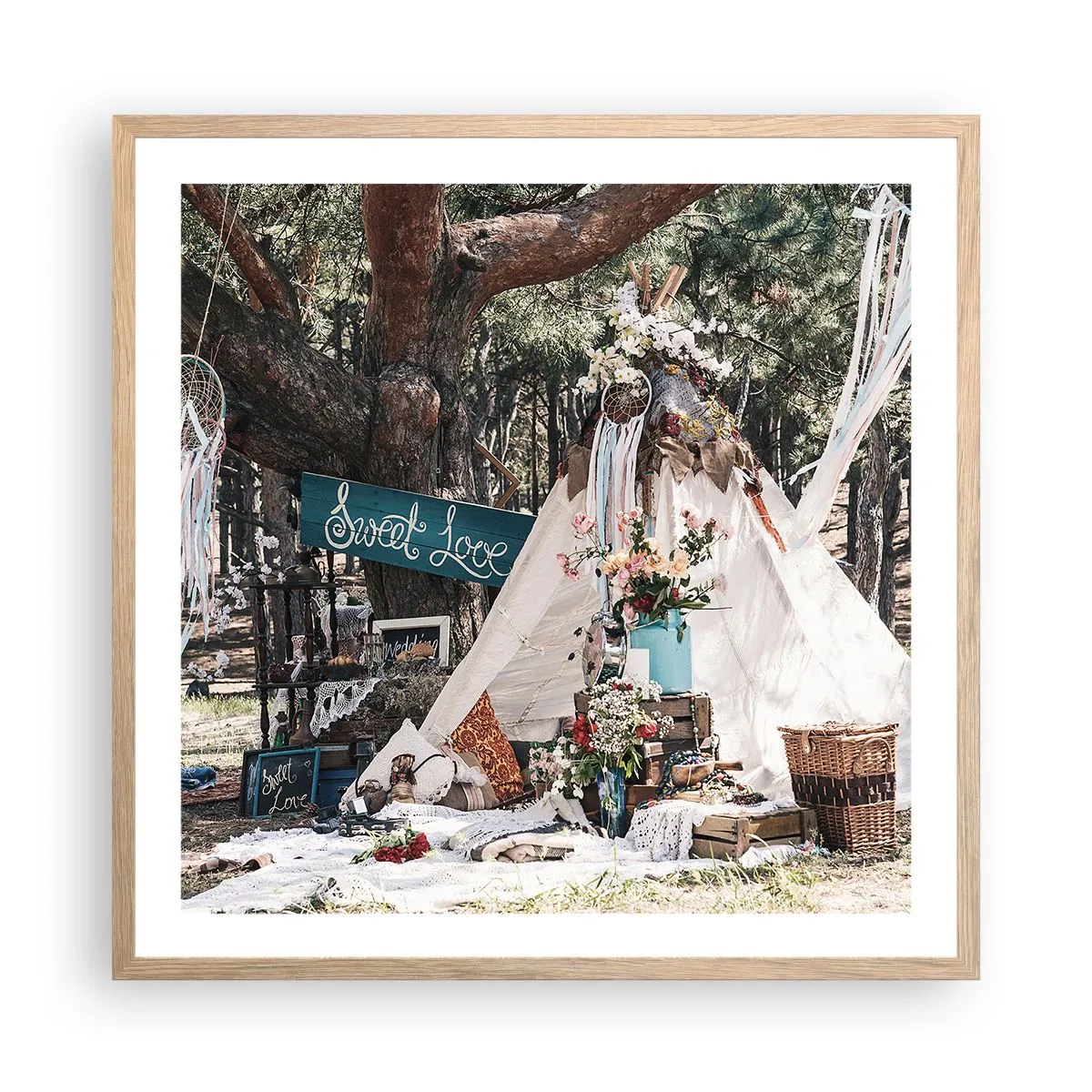 Poster in einem Rahmen aus heller Eiche - Liebe machen ... - 60x60 cm