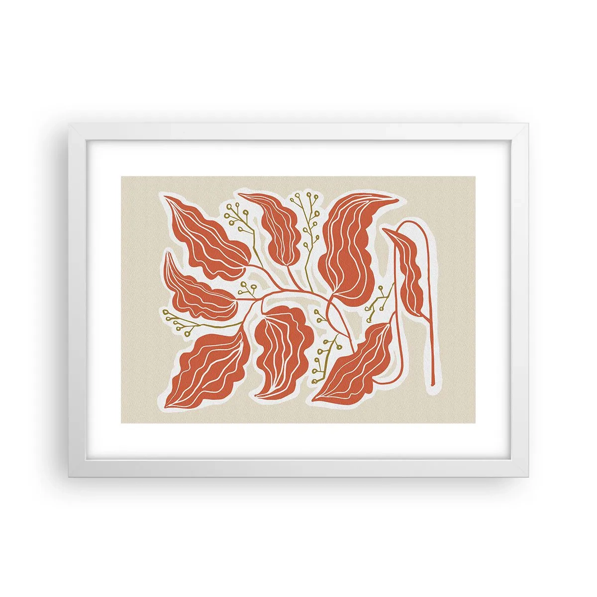 Poster in einem weißen Rahmen - Im Folkstil und korallenartig - 40x30 cm