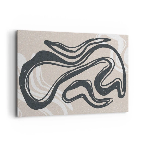 Bild auf Leinwand - Leinwandbild - Abstrakte Linien in dunklen Farbtönen auf beigem Hintergrund - 100x70cm - Vervielfachter Ausdruck - Moderne Wanddekoration für Wohnzimmer und Schlafzimmer ARTTOR
