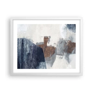 Poster in einem weißen Rahmen - Blaue und braune Formen - 50x40 cm