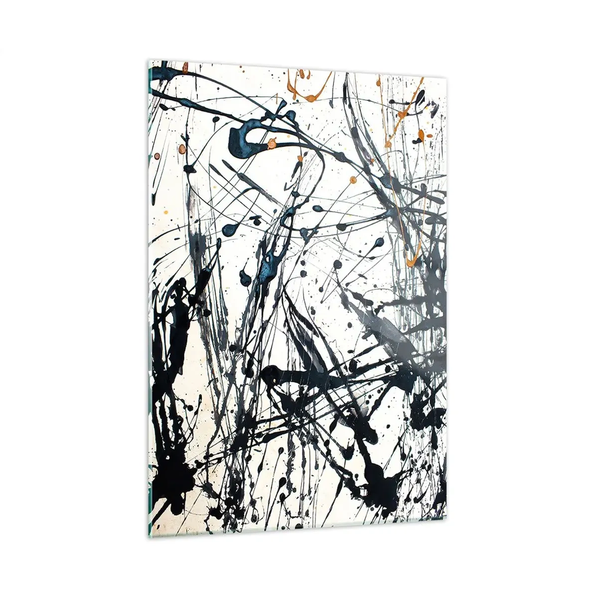 Glasbild - Bild auf glas - Dynamische Farbspritzer auf weißem Hintergrund - 50x70cm - Expressionistische Abstraktion - Moderne Wanddekoration für Wohnzimmer und Schlafzimmer ARTTOR