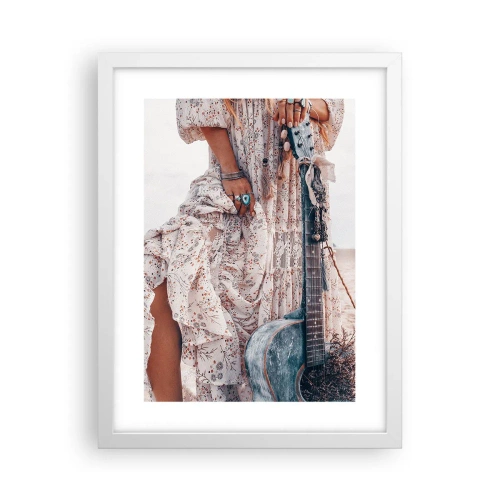 Poster in einem weißen Rahmen - Kinderblumen auf dem Weg - 30x40 cm