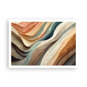Poster - Abstrakte Wellen in Pastelltönen - 100x70cm - Moment vor der Veränderung - Moderne Wanddekoration für Wohnzimmer und Schlafzimmer ARTTOR