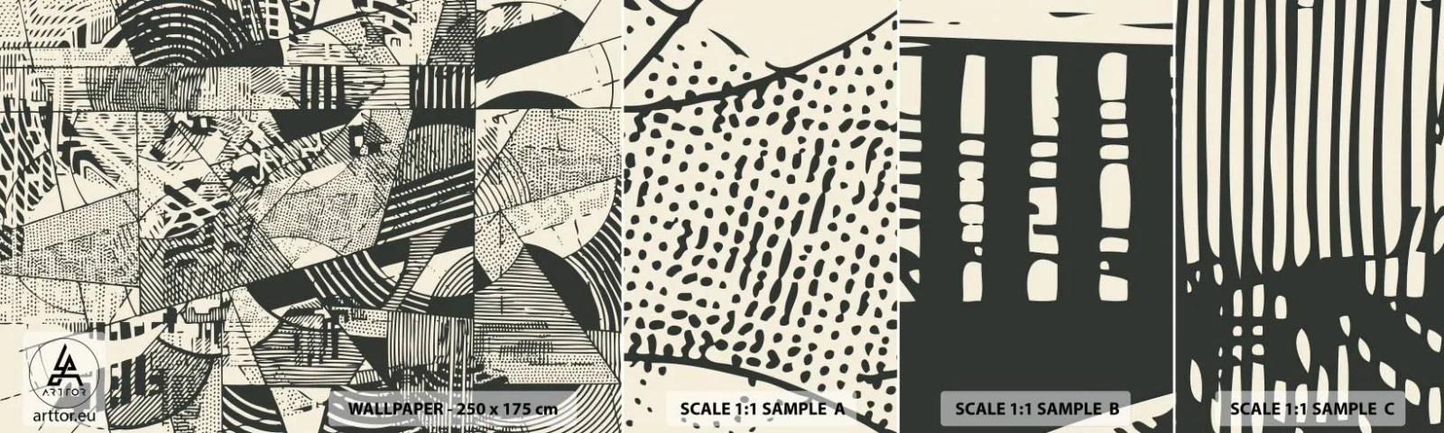 Fototapetenmuster Standard Eco - Die Dynamik der Gegenwart - Abstraktion, Jahrgang, Grafik - 100x30 cm