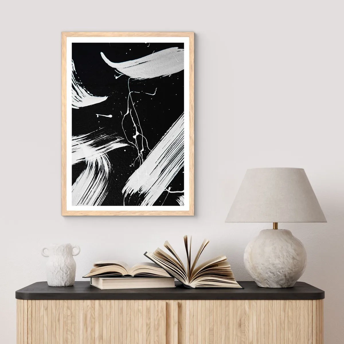 Poster in einem Rahmen aus heller Eiche - Dunkelheit durchbrechen - 50x70 cm