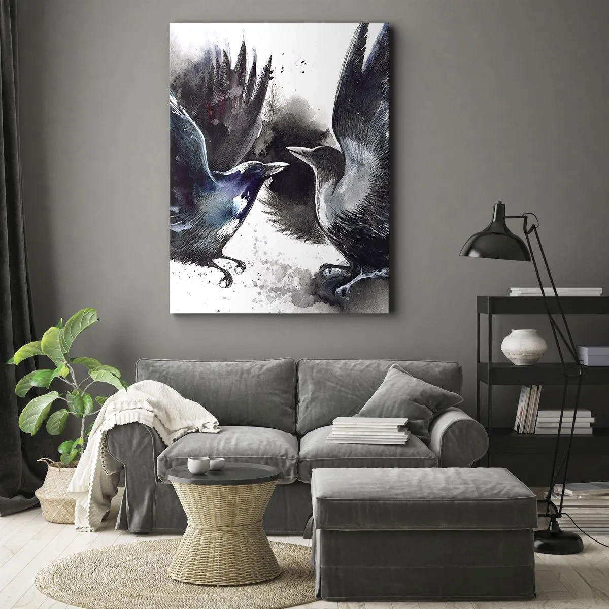 Bild auf Leinwand - Leinwandbild - Rabe zum Raben ... - 55x100 cm