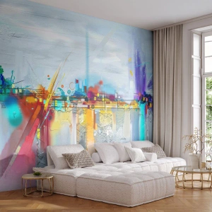 Fototapete Premium Canvas - Freudenbrücke über den Fluss des Lebens - Abstraktion, Stück, Surrealismus - 300x210 cm