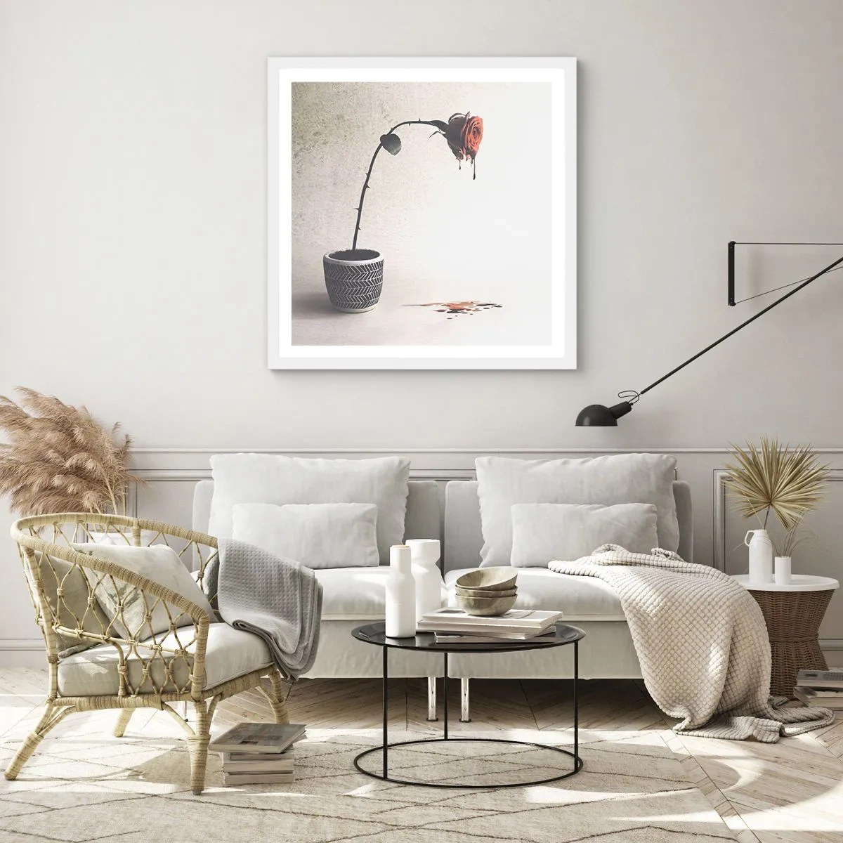 Poster in einem weißen Rahmen - Rosa dolorosa - 40x40 cm