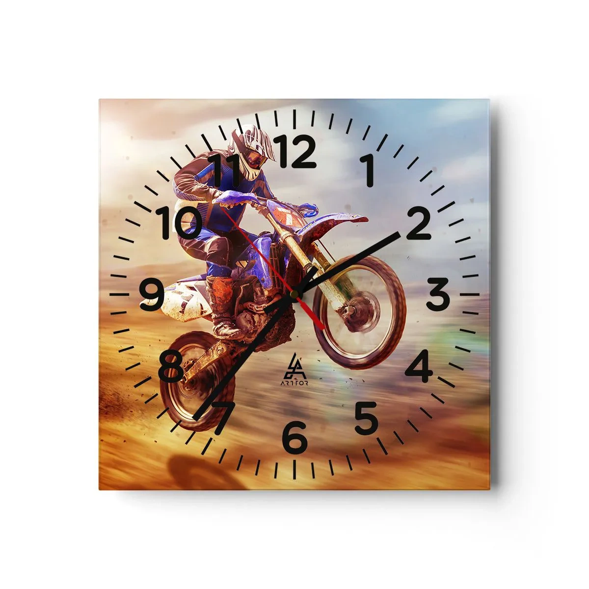 Wanduhr - Glasuhr - Motorradschwindel - 40x40 cm