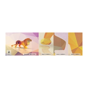 Fototapeten Muster Premium Canvas - Der Diamantenkönig - Tiere, Löwe, Geometrische Figur - 100x30 cm