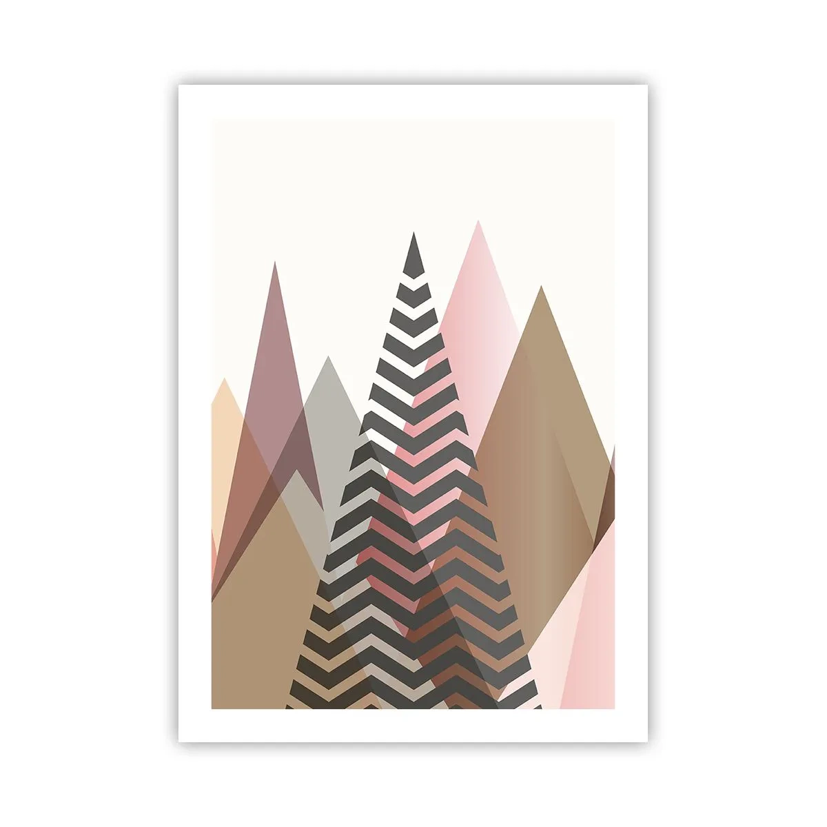 Poster - Geometrische Berge in Pastelltönen mit Lageneffekt - 50x70cm - Pyramidale Aussicht - Moderne Wanddekoration für Wohnzimmer und Schlafzimmer ARTTOR