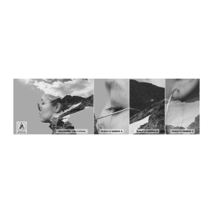 Fototapeten Muster Selbstklebend Deluxe Sticker - Top und bewölktes Porträt - Abstraktion, Frauenkopf, Fantasie - 100x30 cm