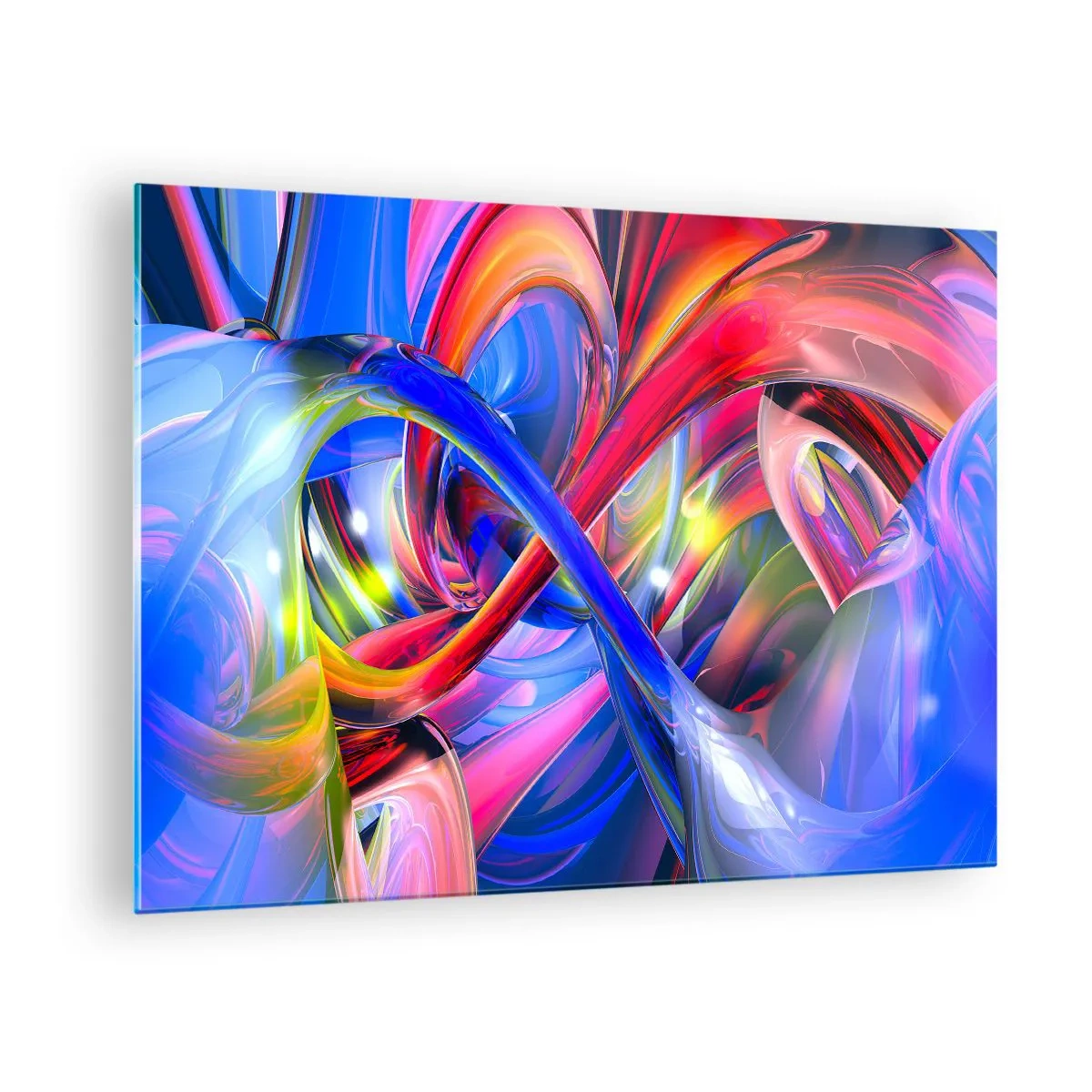 Glasbild - Bild auf glas - Abstrakte, farbenfrohe Linien und energetische Dynamik - 70x50cm - Ein Tanz der Farben - Moderne Wanddekoration für Wohnzimmer und Schlafzimmer ARTTOR
