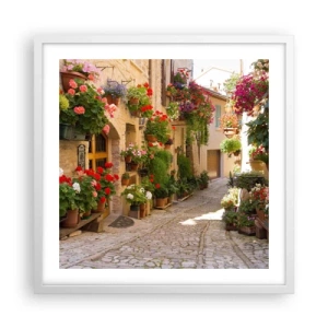 Poster in einem weißen Rahmen - In der Flut Blumen - 50x50 cm