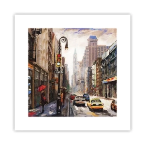 Poster - New York - auch im Regen bunt - 30x30 cm