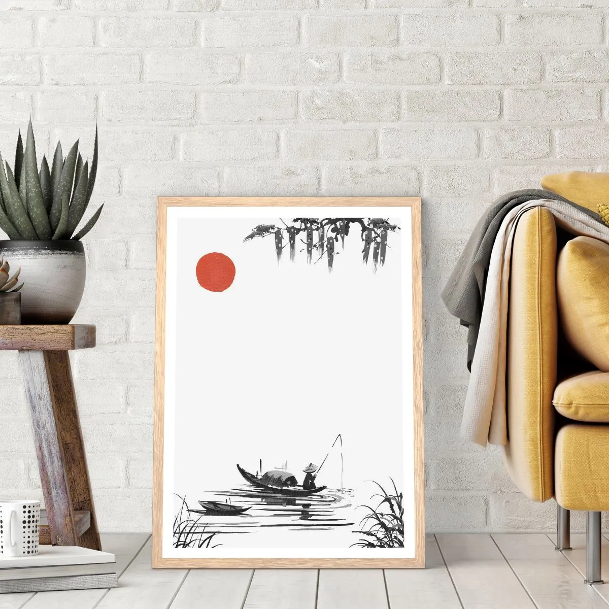 Poster in einem Rahmen aus heller Eiche - Asiatischer Nachmittag - 61x91 cm