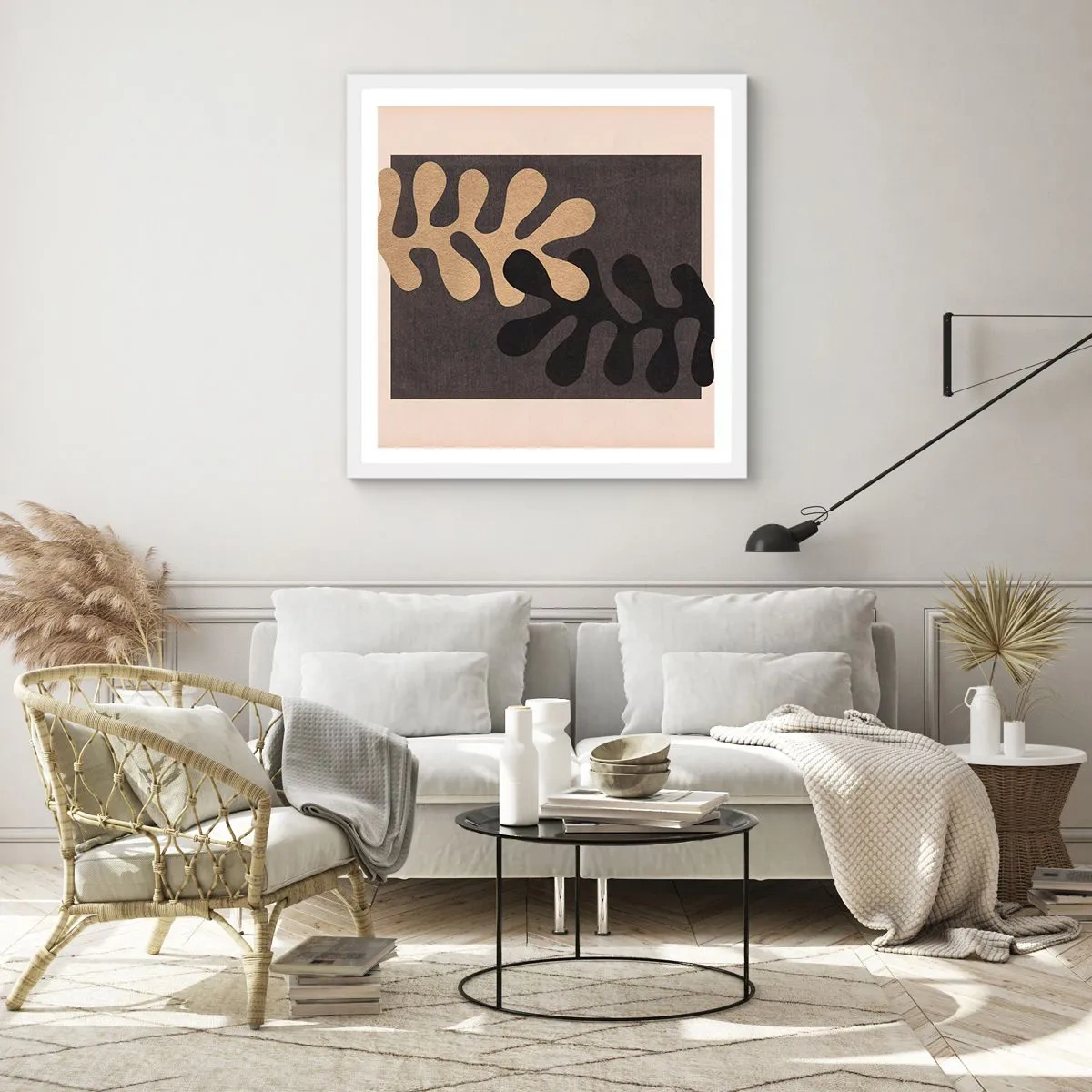 Poster in einem weißen Rahmen - Abwesenheit und Ergänzung - 30x30 cm