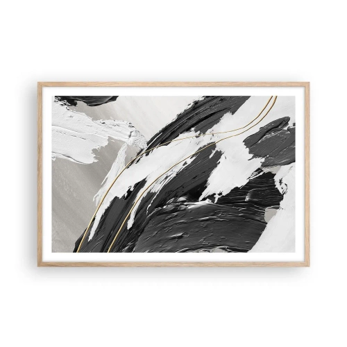 Poster in einem Rahmen aus heller Eiche - Abstraktion in großem Stil - 91x61 cm