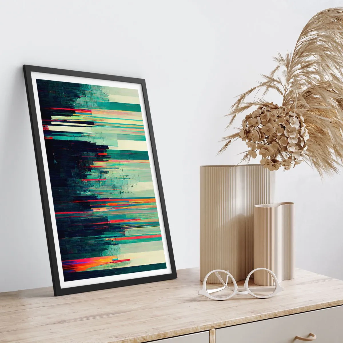Poster in einem schwarzem Rahmen - Futuristische Stadt - 70x100 cm