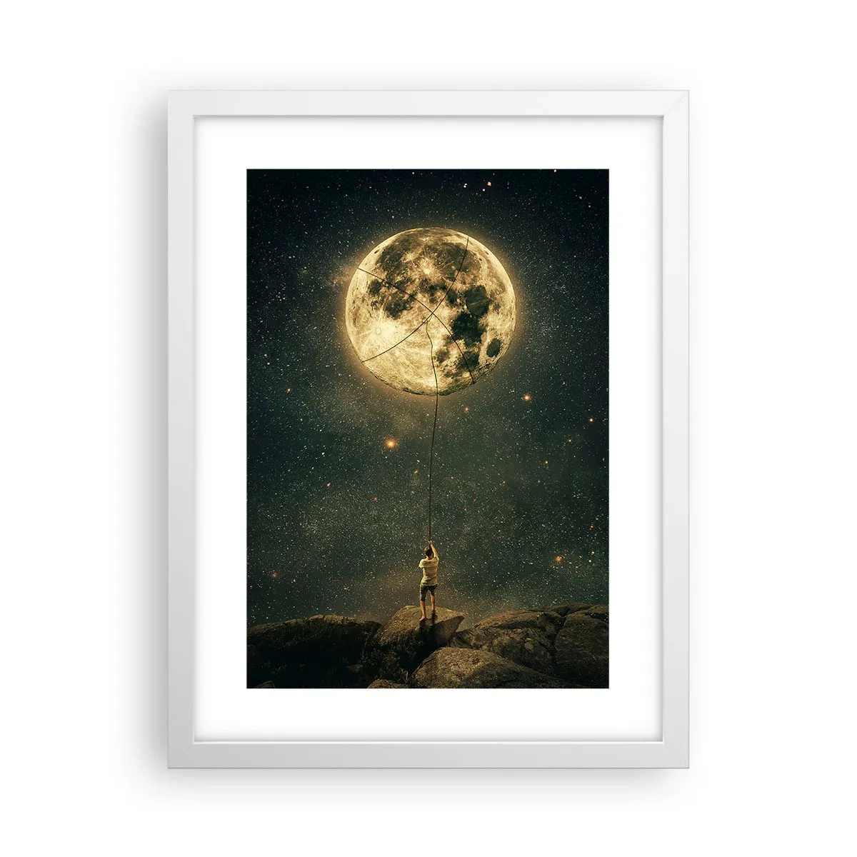 Poster in einem weißen Rahmen - Der Mann, der den Mond gestohlen hat - 30x40 cm