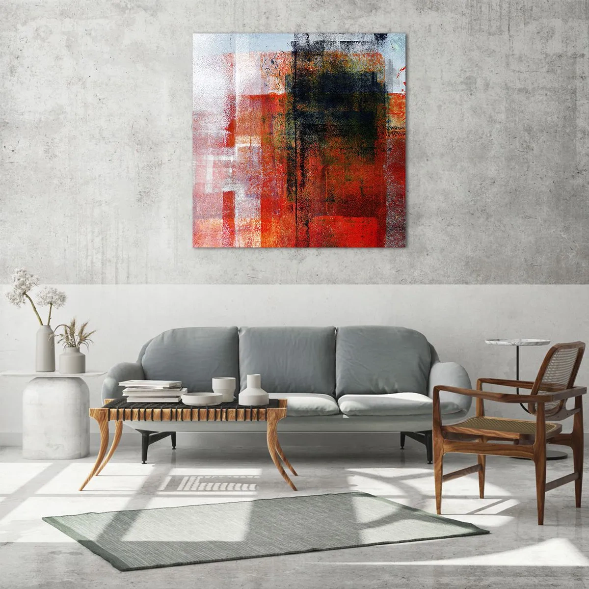 Glasbild - Bild auf glas - Komposition leuchtet - 70x70 cm