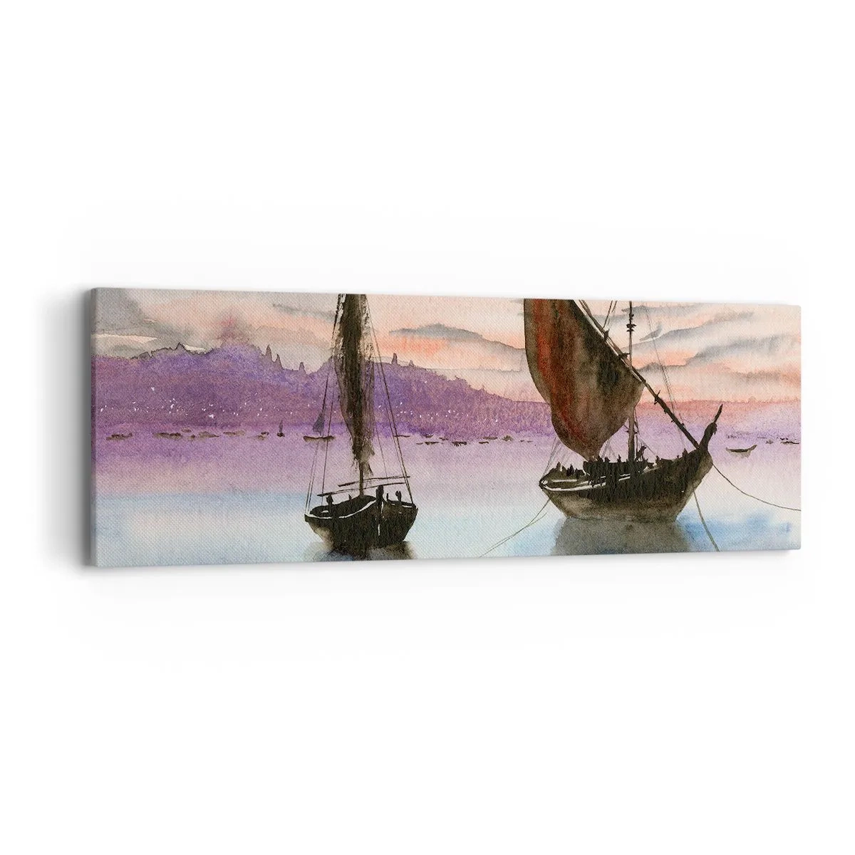 Bild auf Leinwand - Leinwandbild - Abend am Hafen - 90x30 cm