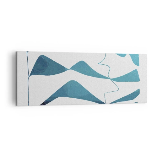 Bild auf Leinwand - Leinwandbild - Abstrakte Formen in Blautönen auf weißem Hintergrund - 140x50cm - Abstraktion: türkisfarbene Verbindung - Moderne Wanddekoration für Wohnzimmer und Schlafzimmer ARTTOR