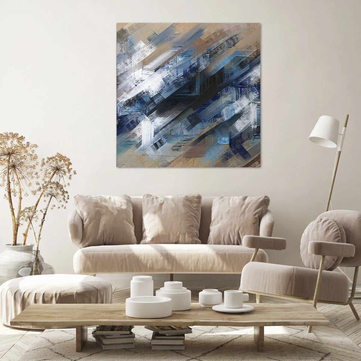 Bild auf Leinwand - Leinwandbild - Auf einer blauen Diagonale - 60x60 cm
