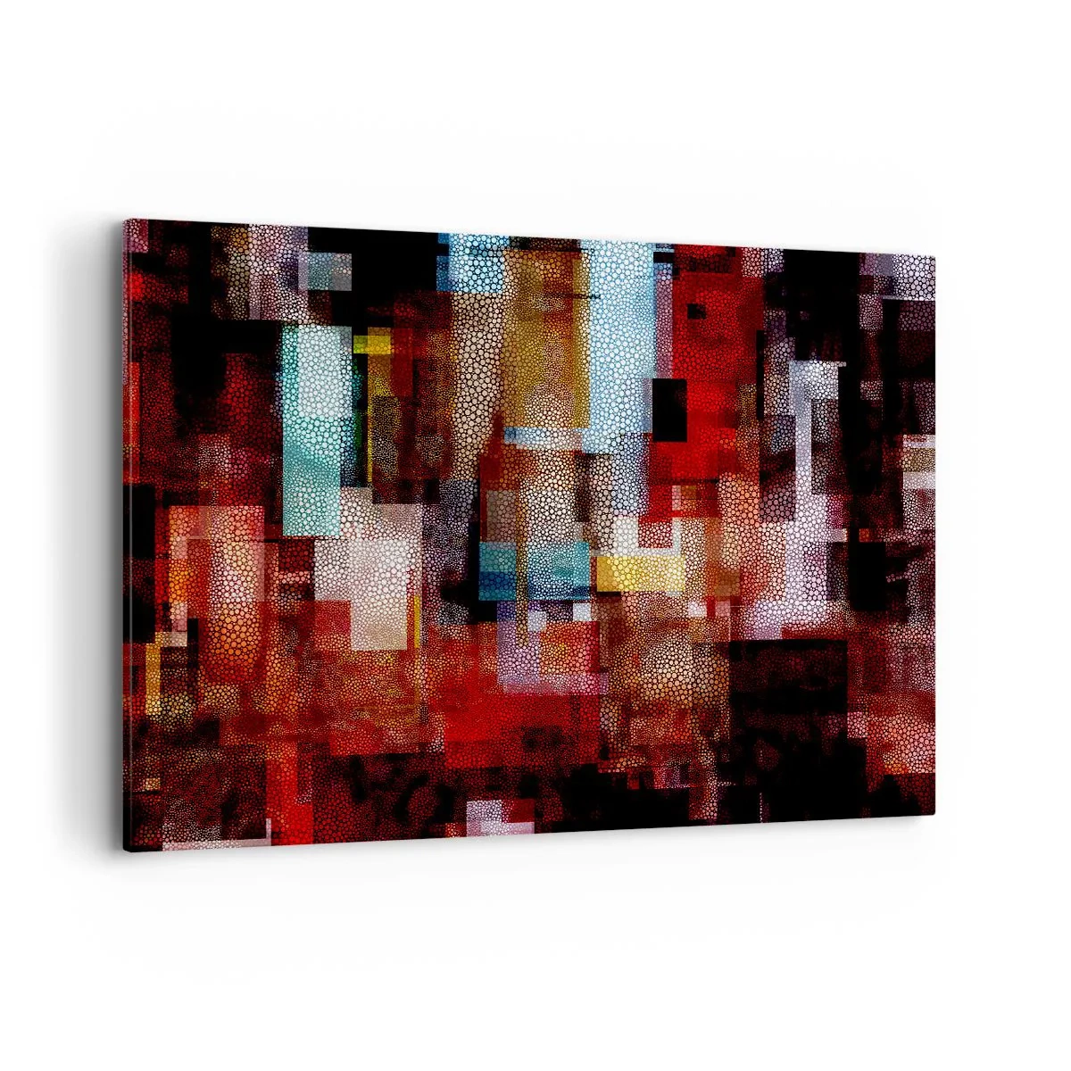 Bild auf Leinwand - Leinwandbild - Geometrische Abstraktion in intensiven Rottönen - 100x70cm - Verwirrung mit Verwirrung - Moderne Wanddekoration für Wohnzimmer und Schlafzimmer ARTTOR