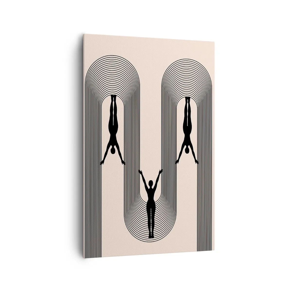 Bild auf Leinwand - Leinwandbild - Geometrische Silhouetten auf beigem Hintergrund - 80x120cm - Verkehrt herum - Moderne Wanddekoration für Wohnzimmer und Schlafzimmer ARTTOR