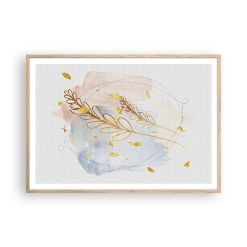 Poster in einem Rahmen aus heller Eiche - Goldenr Hauch - 100x70 cm
