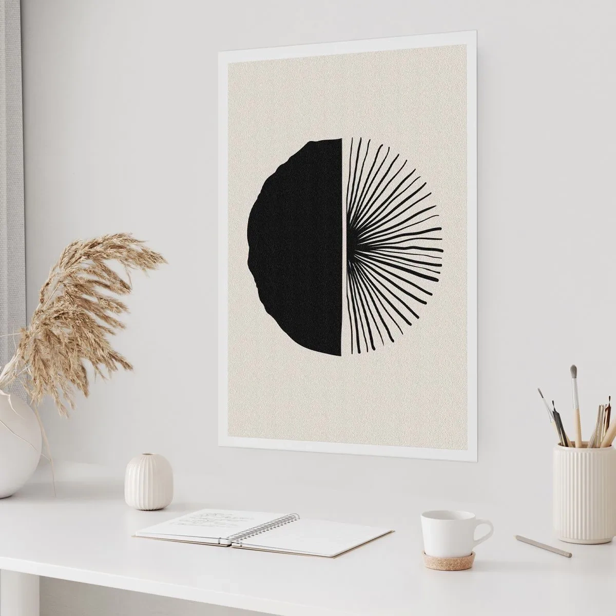 Poster - Minimalistische Schwarz-Weiß-Abstraktion - 50x70cm - Eine Reihe von Möglichkeiten - Moderne Wanddekoration für Wohnzimmer und Schlafzimmer ARTTOR
