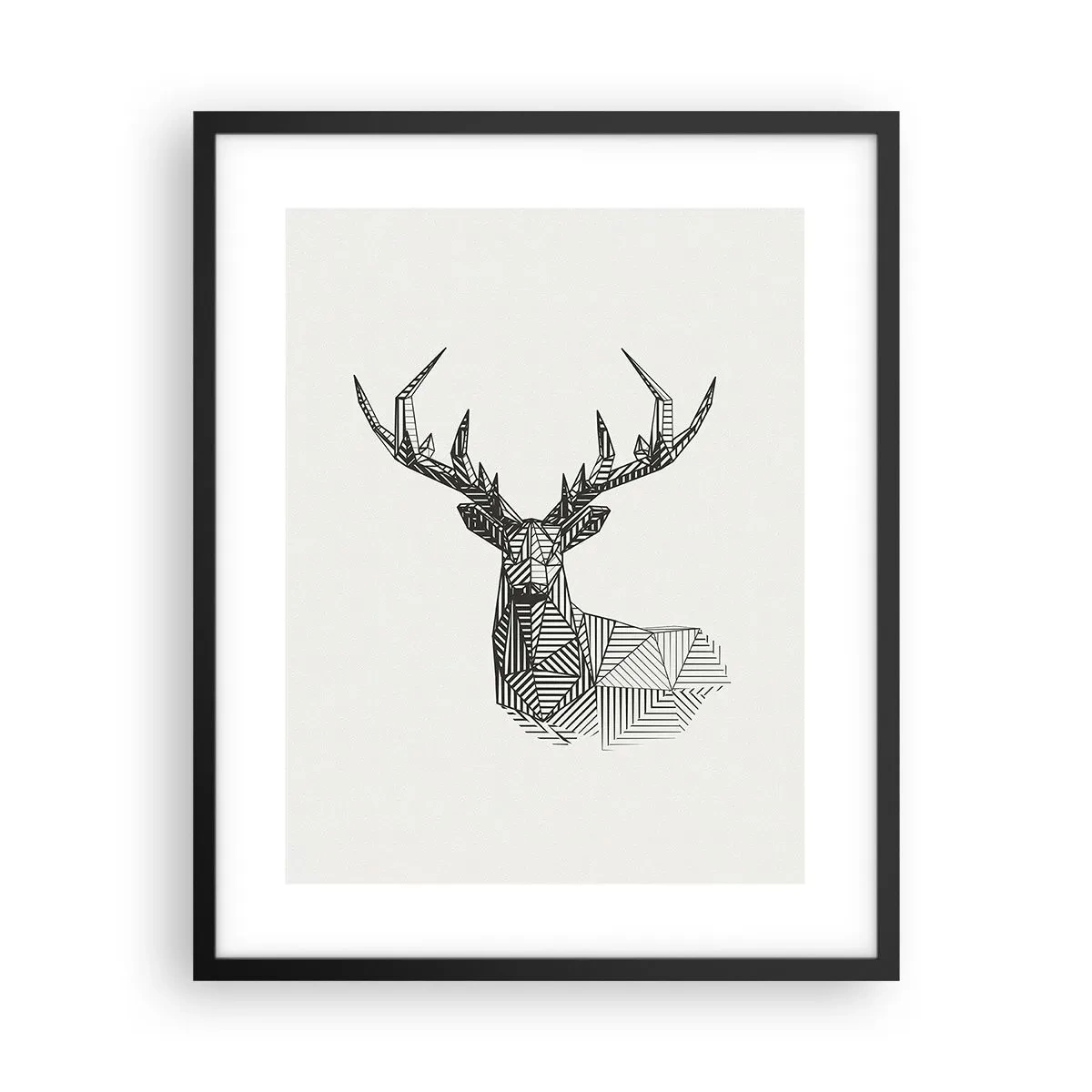 Poster in einem schwarzem Rahmen - Ein Hirsch im kubistischen Stil - 40x50 cm