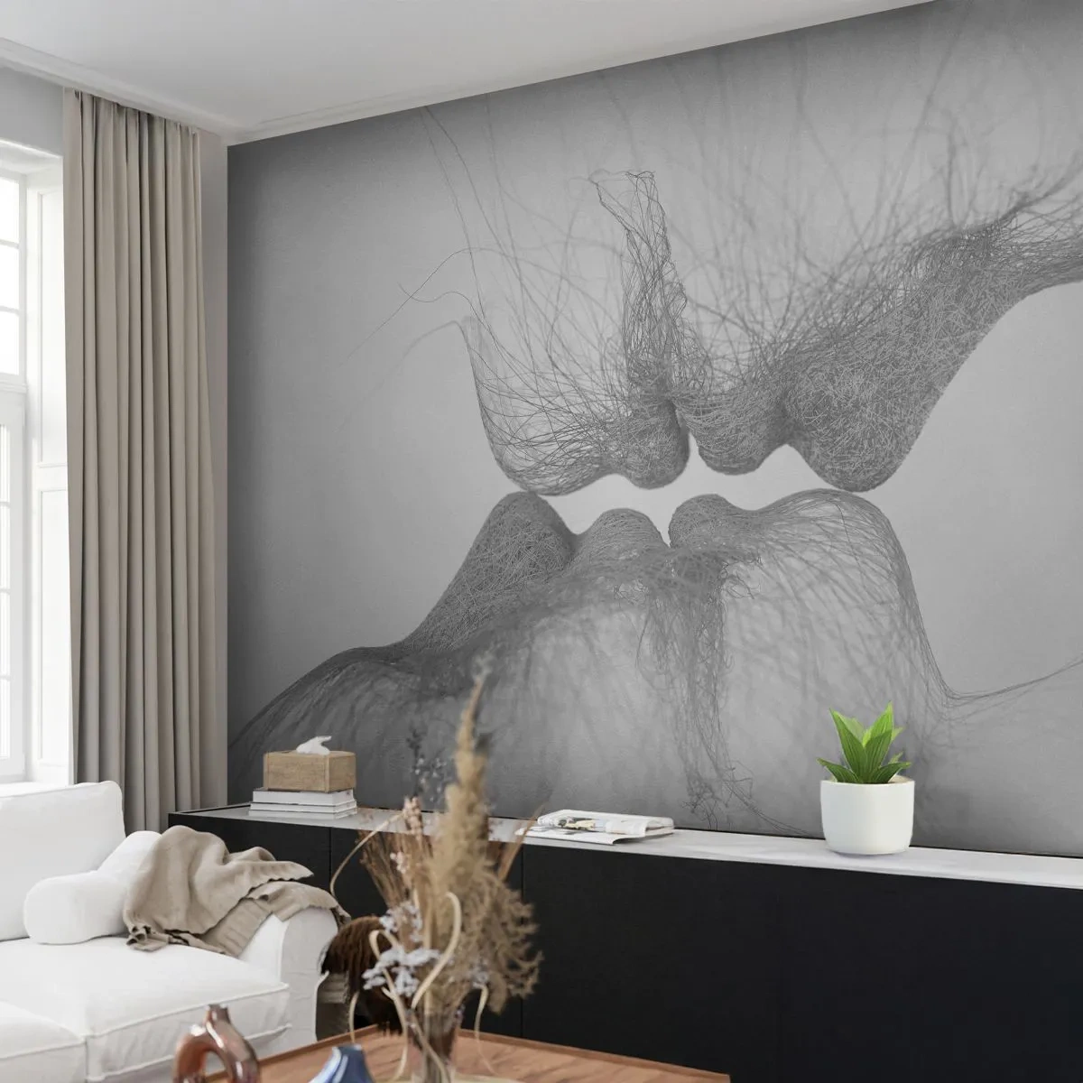 Fototapete Premium Canvas - Kuss des Windes - Abstraktion, Grafik, Liebe - 250x175 cm