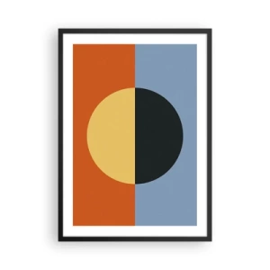 Poster in einem schwarzem Rahmen - Geometrische Komposition mit einem Kreis und kontrastierenden Farben - 50x70cm - Eine Komposition aus Wärme und Kühle - Moderne Wanddekoration für Wohnzimmer und Schlafzimmer ARTTOR
