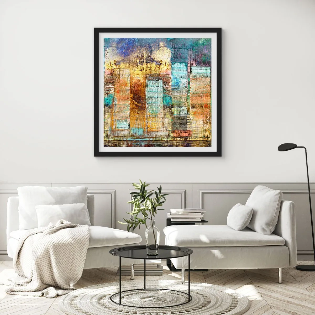 Poster in einem schwarzem Rahmen - Sonnige Metropole - 40x40 cm
