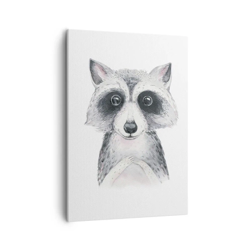 Bild auf Leinwand - Leinwandbild - Adorable Portrait eines Waschbären auf weißem Hintergrund - 50x70cm - Ein Moment zum Bewegen - Moderne Wanddekoration für Wohnzimmer und Schlafzimmer ARTTOR